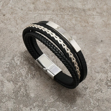 Multi-layered Men's Leather Bracelet